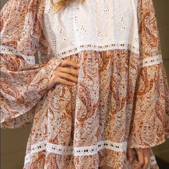 #1254 POL Festive Paisley Eyelet Dress / Tunic Top - Picture 4 of 16